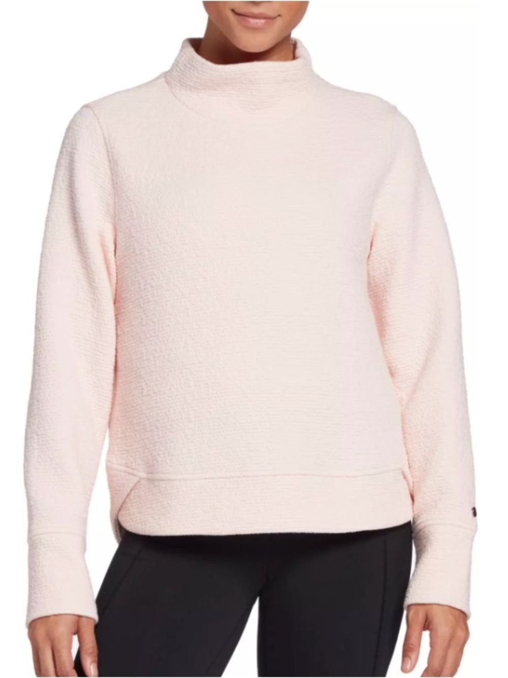 Calia by Carrie Underwood Small Pink Textured Funnel Neck Pullover Sweatshirt